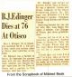 Bert J. Edinger (Obit 1)